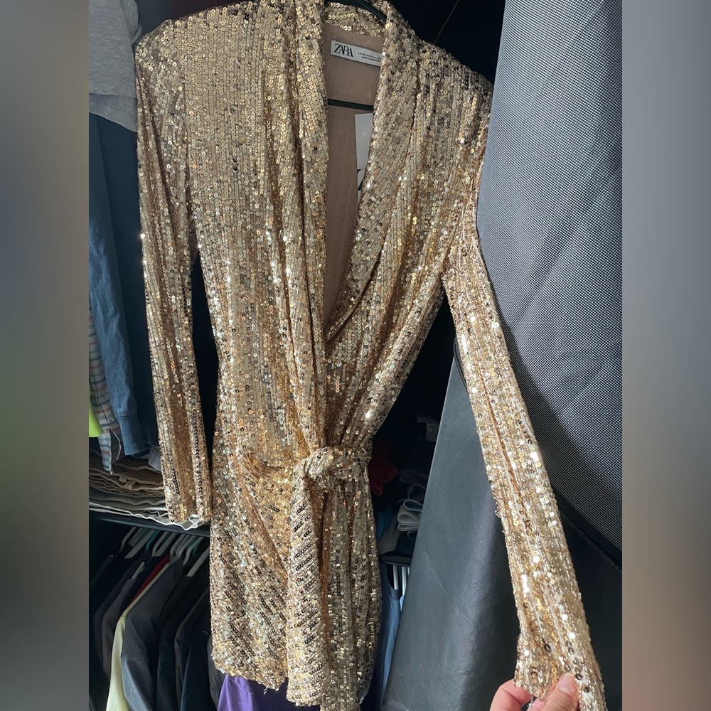 Zara gold sequin dress